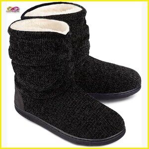 Cozy Winter Slipper Boots Chenille Knit Memory Foam Non-Slip Indoor Outdoor